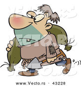 Vector of a Cartoon Man Carrying a Body Bag and Shovel by Toonaday