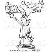 Vector of a Cartoon Man Chugging Milk from the Carton - Outlined Coloring Page Drawing by Toonaday