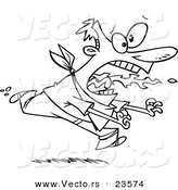 Vector of a Cartoon Man Eating Spicy Food - Coloring Page Outline by Toonaday