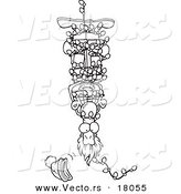 Vector of a Cartoon Man Hanging Upside down and Tangled in Christmas Lights - Outlined Coloring Page by Toonaday