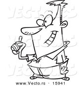 Vector of a Cartoon Man Holding an Easter Egg - Outlined Coloring Page Drawing by Toonaday