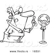 Vector of a Cartoon Man Holding Gum by a Gumball Machine - Outlined Coloring Page Drawing by Toonaday