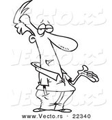 Vector of a Cartoon Man Holding out Change - Coloring Page Outline by Toonaday