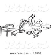 Vector of a Cartoon Man Hugging a Diving Board - Outlined Coloring Page by Toonaday