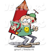 Vector of a Cartoon Man Launching Himself on a Rocket by Gnurf