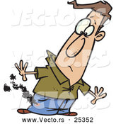 Vector of a Cartoon Man Noticing a Hole Burning Through His Pocket by Toonaday