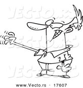 Vector of a Cartoon Man Reaching - Coloring Page Outline by Toonaday