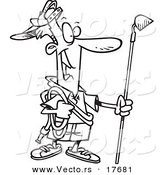 Vector of a Cartoon Man Ready to Do His Gardening - Coloring Page Outline by Toonaday