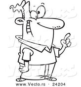 Vector of a Cartoon Man Reminding - Coloring Page Outline by Toonaday