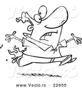 Vector of a Cartoon Man Running with His Pants on Fire - Coloring Page Outline by Toonaday