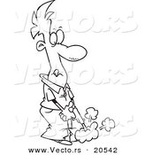 Vector of a Cartoon Man Shooting His Own Foot - Coloring Page Outline by Toonaday