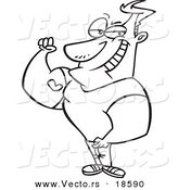 Vector of a Cartoon Man Showing off His Heart Tattoo on His Bicep - Outlined Coloring Page by Toonaday