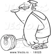 Vector of a Cartoon Man Standing by a Barbell - Outlined Coloring Page by Toonaday
