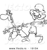 Vector of a Cartoon Man Stepping on His Dancing Partner's Foot - Outlined Coloring Page by Toonaday