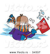 Vector of a Cartoon Man Trying to Shovel Deep Snow by Toonaday