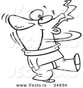 Vector of a Cartoon Man Walking and Taking a Touble Take at a Beautiful Woman - Outlined Coloring Page by Toonaday