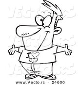 Vector of a Cartoon Man Wearing an I Love Pickles Shirt - Outlined Coloring Page by Toonaday