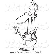 Vector of a Cartoon Man Winking and Gesturing OK - Coloring Page Outline by Toonaday