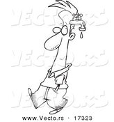 Vector of a Cartoon Man with a Brain Drain - Coloring Page Outline by Toonaday