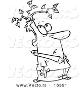 Vector of a Cartoon Man with a Branch Growing from His Head - Outlined Coloring Page Drawing by Toonaday