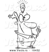 Vector of a Cartoon Man with a Halogen Light Idea - Outlined Coloring Page by Toonaday