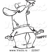 Vector of a Cartoon Man with Ripping Pants - Coloring Page Outline by Toonaday