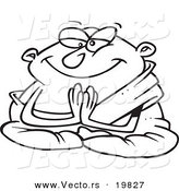 Vector of a Cartoon Meditating Monk - Outlined Coloring Page by Toonaday