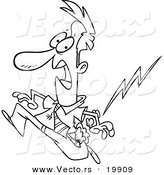 Vector of a Cartoon Misfortunate Businessman Running from Lightning - Outlined Coloring Page by Toonaday