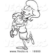 Vector of a Cartoon Mom Hugging Her Son - Outlined Coloring Page by Toonaday