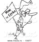 Vector of a Cartoon Mom on Strike - Outlined Coloring Page by Toonaday