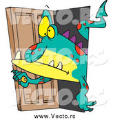 Vector of a Cartoon Monster Sneaking Through a Door by Toonaday