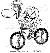 Vector of a Cartoon Mountain Biker - Coloring Page Outline by Toonaday