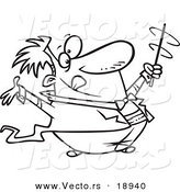 Vector of a Cartoon Music Conductor Swirling His Baton - Outlined Coloring Page by Toonaday