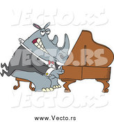 Vector of a Cartoon Musical Rhino Pianist by Toonaday