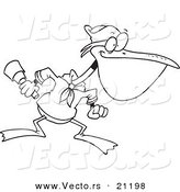 Vector of a Cartoon Nautical Pelican - Coloring Page Outline by Toonaday