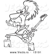 Vector of a Cartoon Nerdy Guitarist - Coloring Page Outline by Toonaday