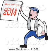Vector of a Cartoon News Boy Delivering a 'Happy New Year 2014' Newspaper by Patrimonio