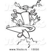 Vector of a Cartoon Nutty Bird Hanging Upside down - Coloring Page Outline by Toonaday