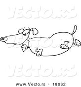 Vector of a Cartoon Obese Wiener Dog - Outlined Coloring Page by Toonaday