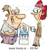 Vector of a Cartoon Offic Employees Flirting at the Water Cooler by Toonaday