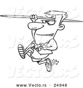 Vector of a Cartoon Olympics Track and Field Javelin Thrower Man - Outlined Coloring Page by Toonaday