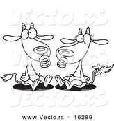 Vector of a Cartoon Pair of Baby Goats - Outlined Coloring Page Drawing by Toonaday