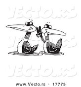 Vector of a Cartoon Pair of Loons - Outlined Coloring Page by Toonaday