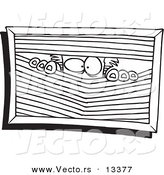 Vector of a Cartoon Paranoid Man Peeking Through Blinds - Coloring Page Outline by Toonaday