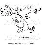 Vector of a Cartoon Party Dog with Noise Makers - Coloring Page Outline by Toonaday