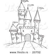 Vector of a Cartoon Path Leading to a Castle - Coloring Page Outline by Toonaday