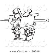 Vector of a Cartoon Person Flying by a Businessman - Coloring Page Outline by Toonaday