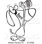 Vector of a Cartoon Photographer Dog - Coloring Page Outline by Toonaday