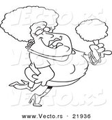 Vector of a Cartoon Pink Haired Woman Holding Cotton Candy - Outlined Coloring Page by Toonaday