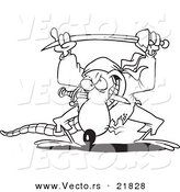 Vector of a Cartoon Pirate Rat - Outlined Coloring Page by Toonaday